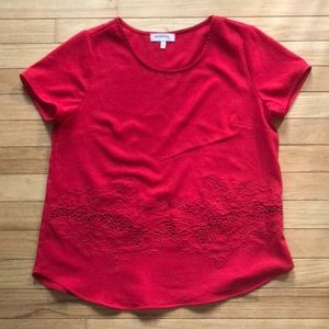 Red Lace Detail Blouse